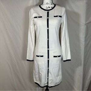 NWT ZESICA Crewneck Button Knit Color Block MINI DRESS Women’s Small Body Con